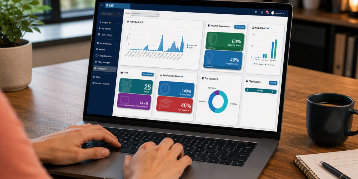 Academy365 platform loaded on laptop